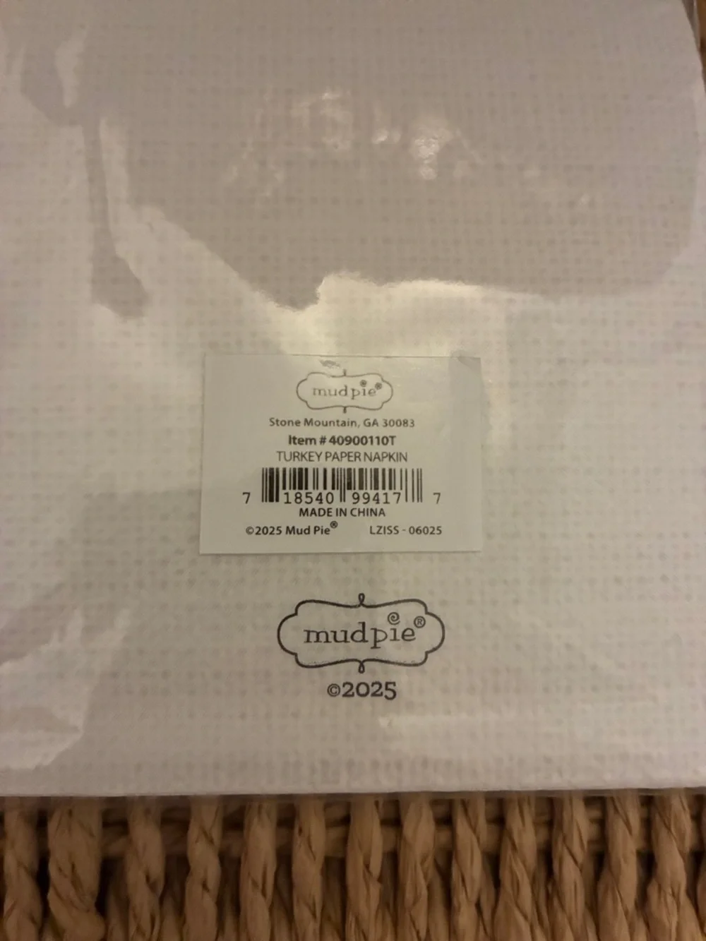 Mud Pie Thankful Turkey Printed Paper Guest Napkins